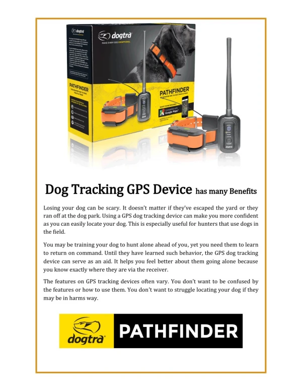 Dog Tracking GPS Device has many Benefits