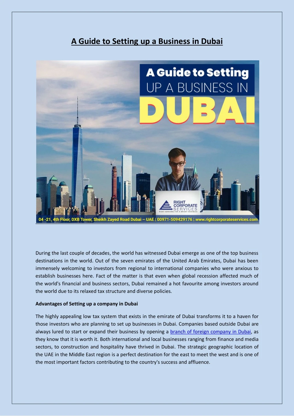 a guide to setting up a business in dubai