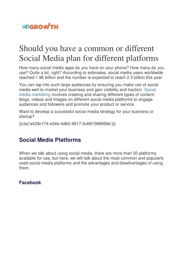 Should you have a common or different Social Media plan for different platforms