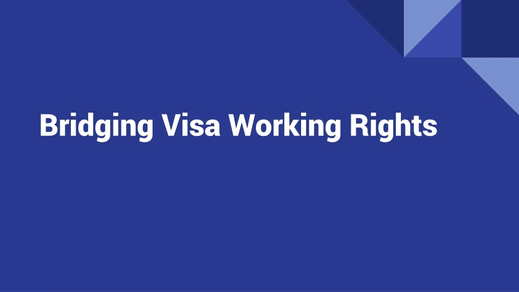 bridging visa working rights