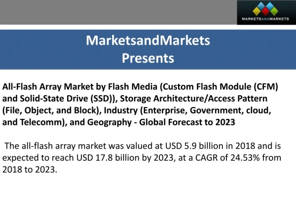 All-Flash Array Market by Industry (Enterprise, Government, cloud, and Telecomm), and Geography - Global Forecast to 202