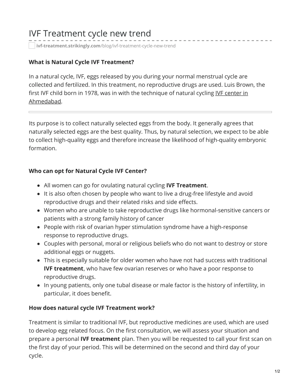 ivf treatment cycle new trend