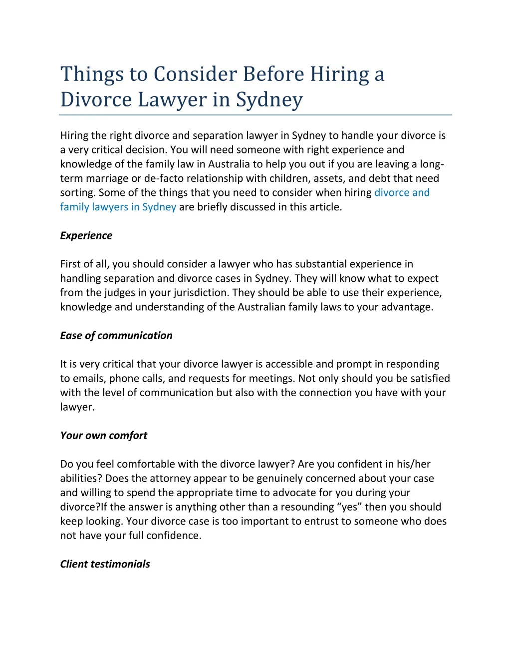 things to consider before hiring a divorce lawyer
