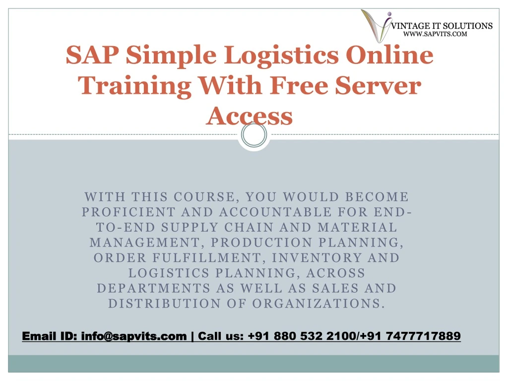 sap simple logistics online training with free server access