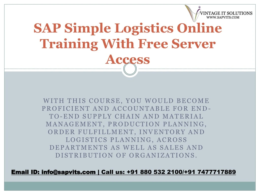 sap simple logistics online training with free