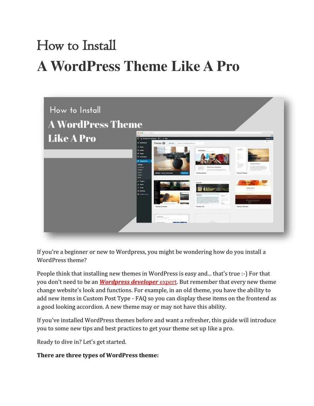 how to install how to install a wordpress theme