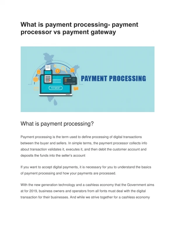 payment processing- payment processor vs payment gateway