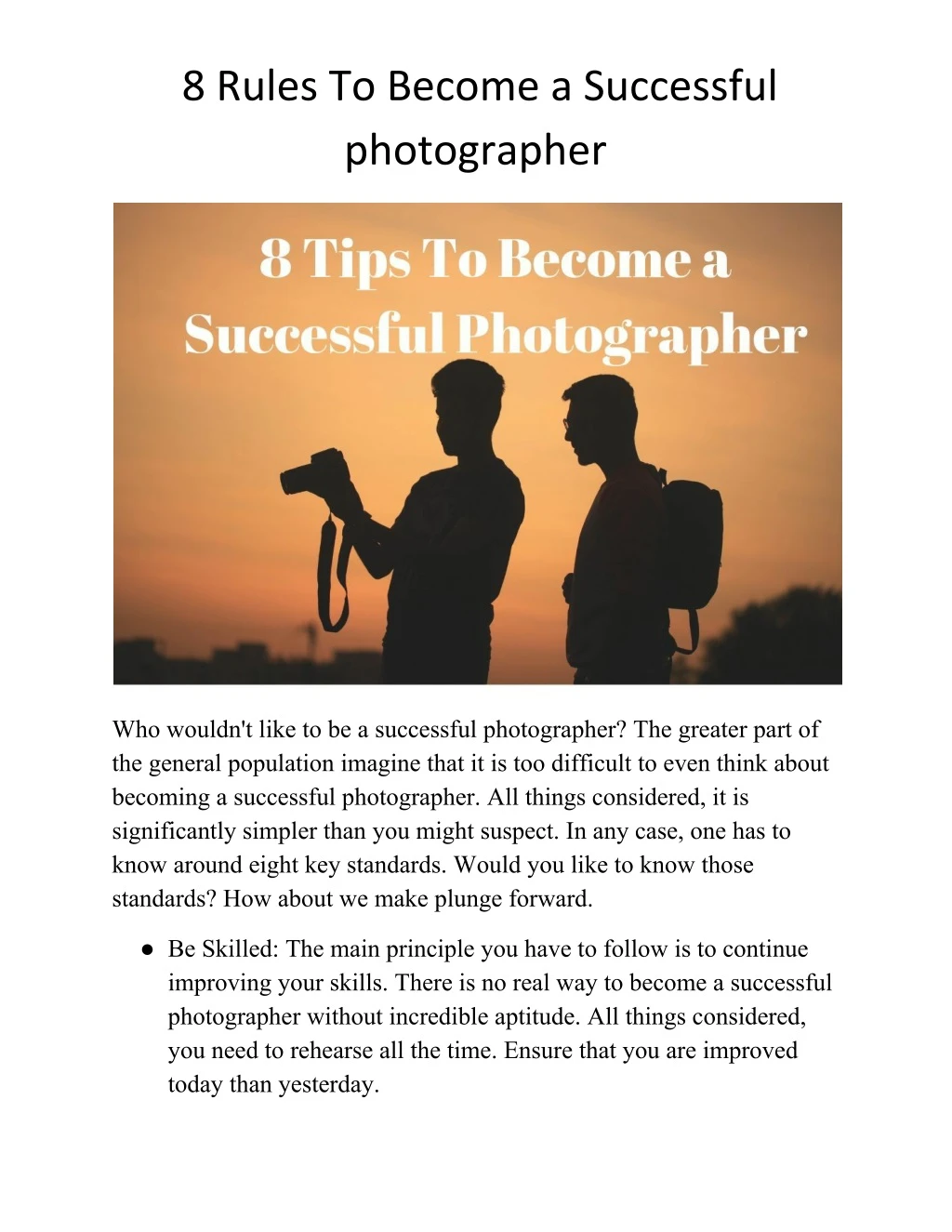8 rules to become a successful photographer