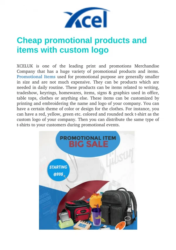 Cheap promotional products and items with custom logo