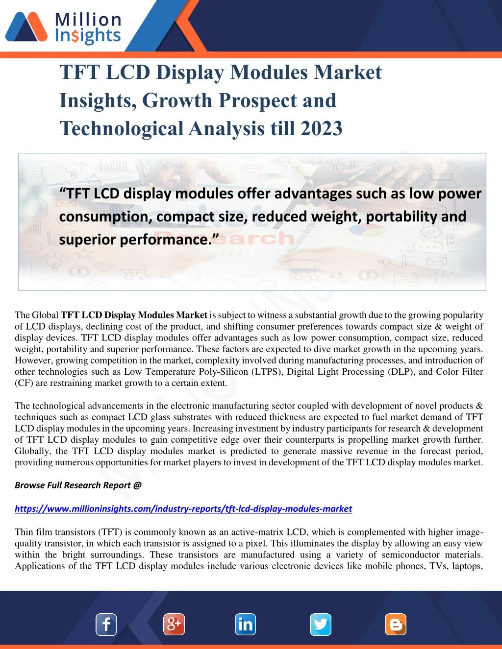 tft lcd display modules market insights growth