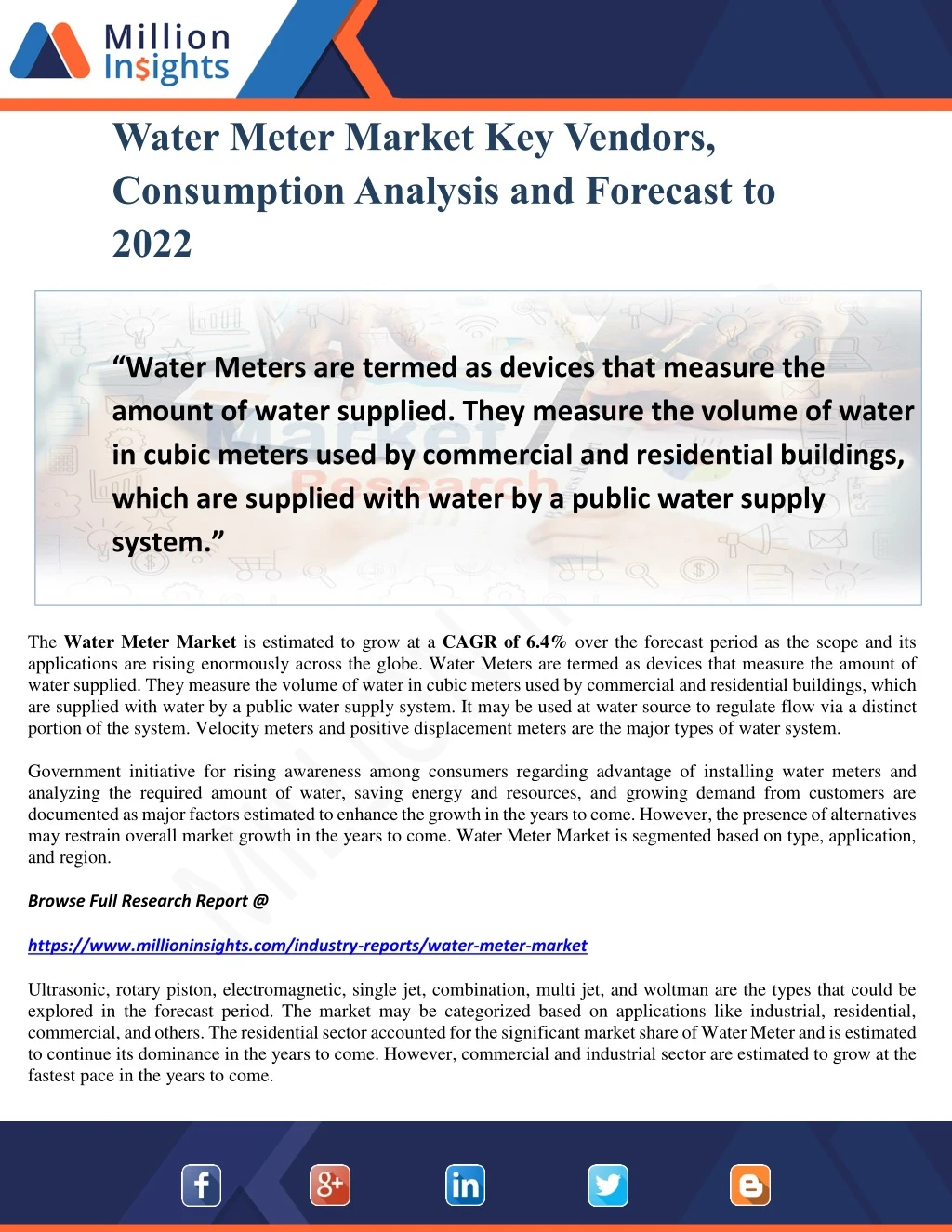 water meter market key vendors consumption