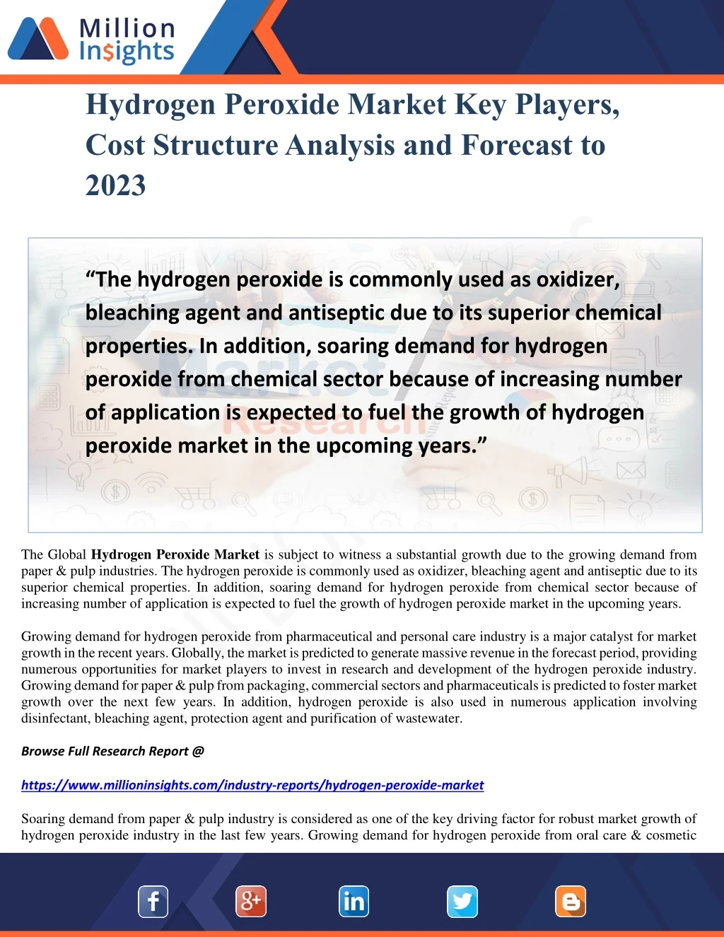 hydrogen peroxide market key players cost