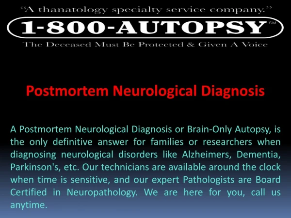 Postmortem Neurological Diagnosis