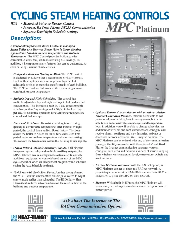 The MPC Platinum Control Series by Heat-Timer® Corporation
