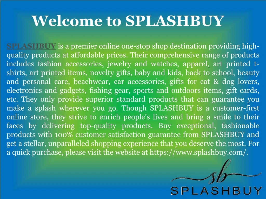 welcome to splashbuy