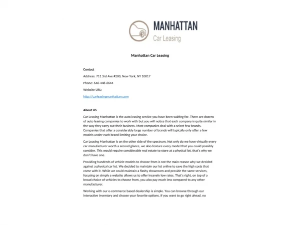 Manhattan Car Leasing