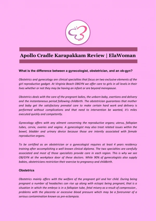 Apollo Cradle Karapakkam Review | ElaWoman