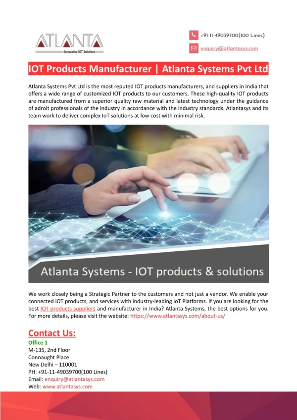 IOT Products Manufacturer-Atlanta Systems Pvt Ltd