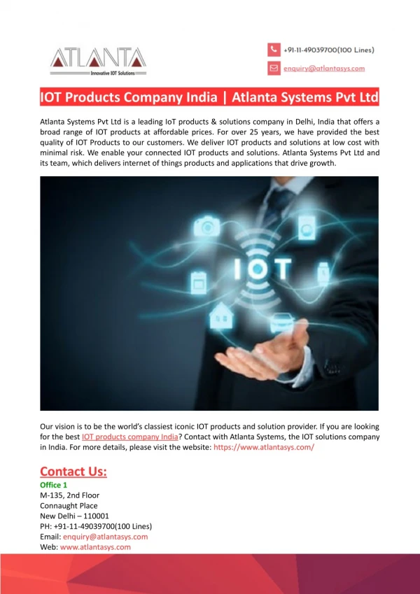 IOT Products Company India-Atlanta Systems Pvt Ltd