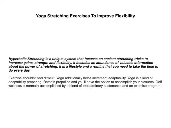 Yoga Stretching Exercises To Improve Flexibility