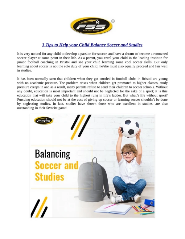 3 Tips to Help your Child Balance Soccer and Studies