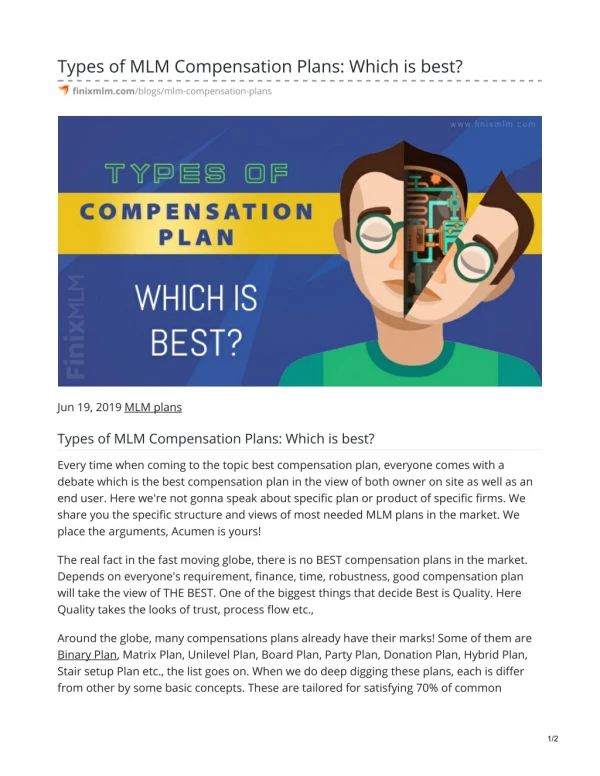 Types of MLM Compensation Plans: Which is best?