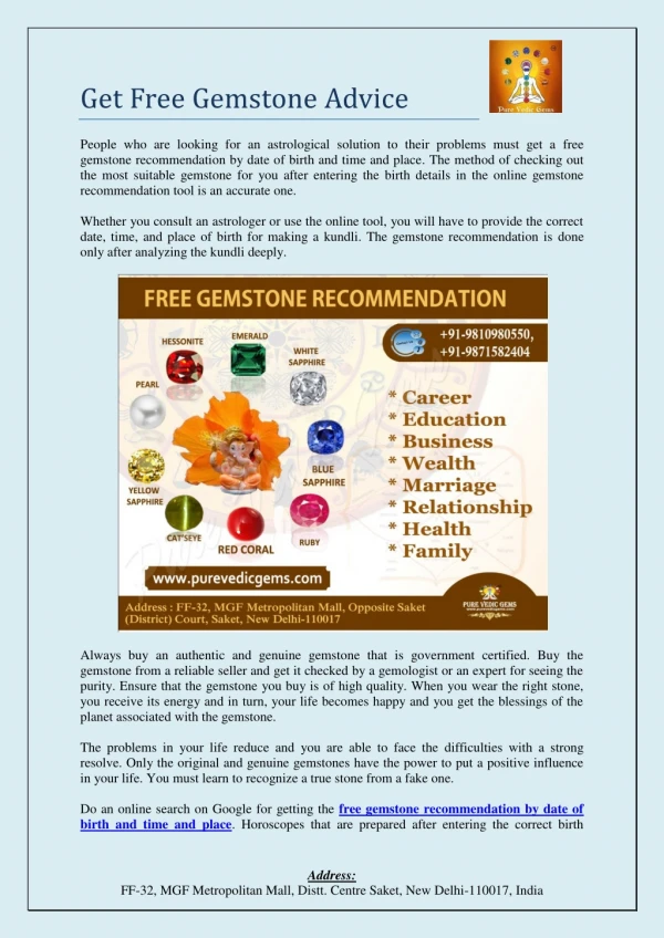 Get Free Gemstone Advice