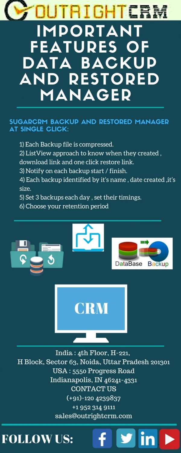 Features of Data Backup And Restored Manager for SugarCRM