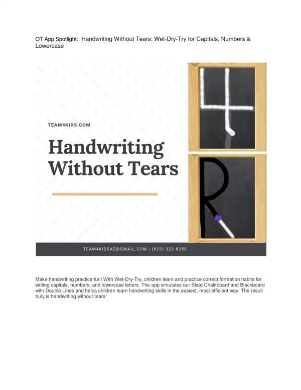 OT App Spotlight | Handwriting Without Tears