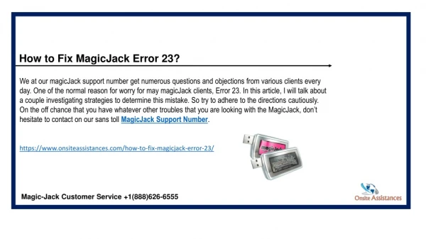 MagicJack Error 23 1(888)626-6555 Magicjack Technical Support