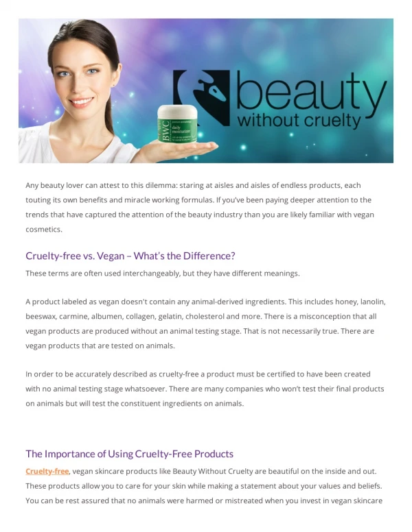 Beauty Without Cruelty (BWC)