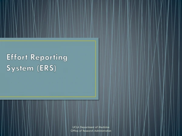 Effort Reporting System (ERS)