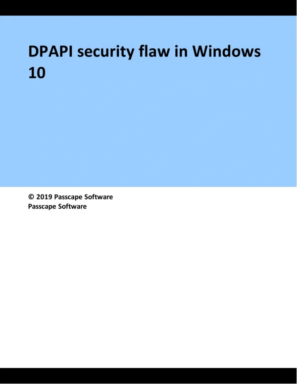 DPAPI security flaw in Windows 10