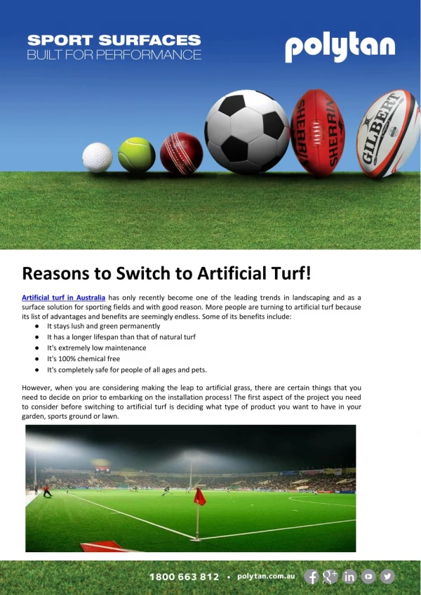 Reasons to Switch to Artificial Turf!