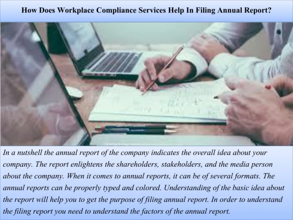 How Does Workplace Compliance Services Help In Filing Annual Report?