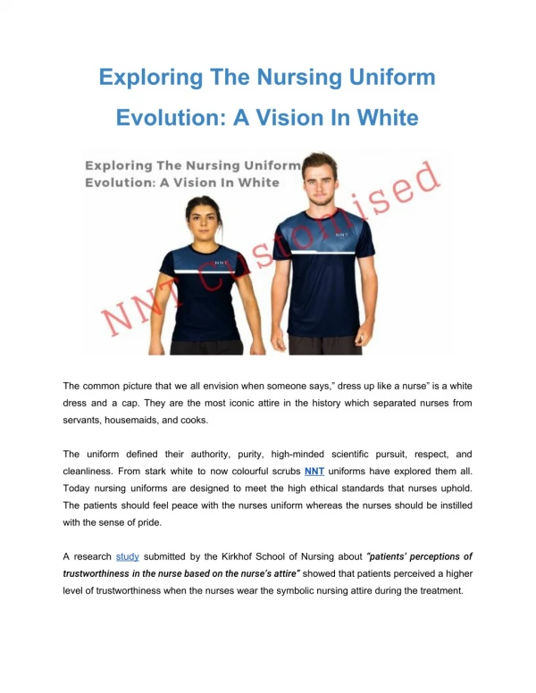 Exploring The Nursing Uniform Evolution: A Vision In White