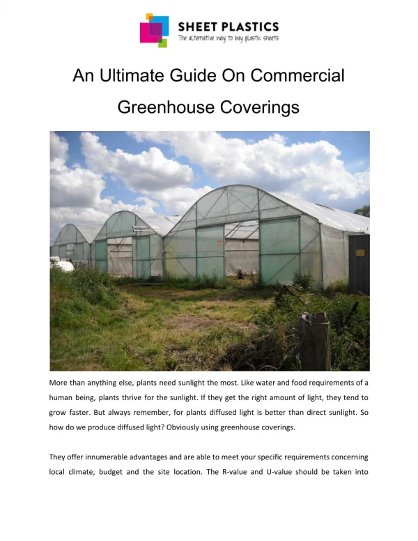 An Ultimate Guide On Commercial Greenhouse Coverings