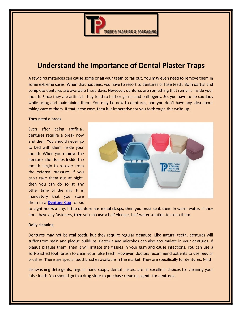 understand the importance of dental plaster traps