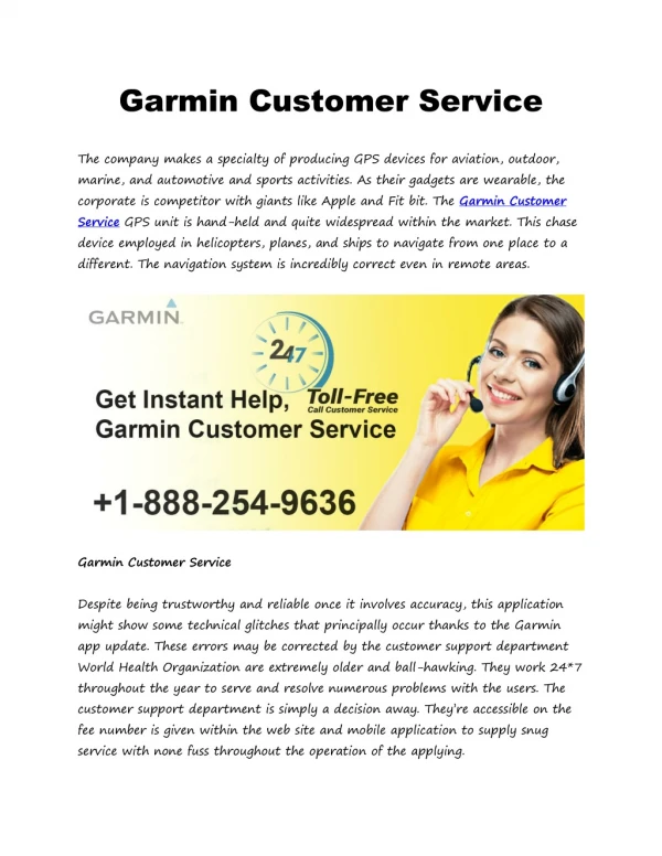 1888-254-9636 Garmin Customer Service