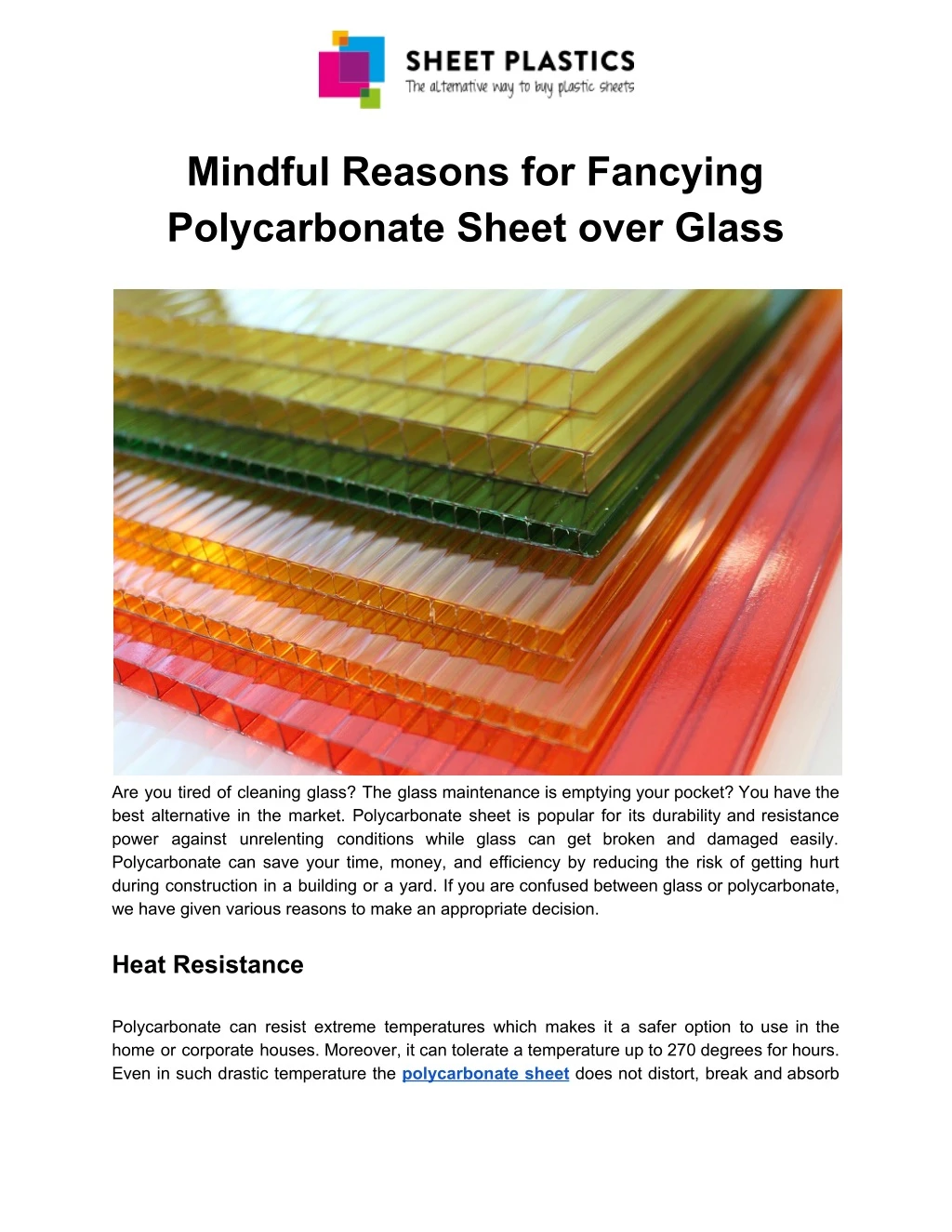 mindful reasons for fancying polycarbonate sheet