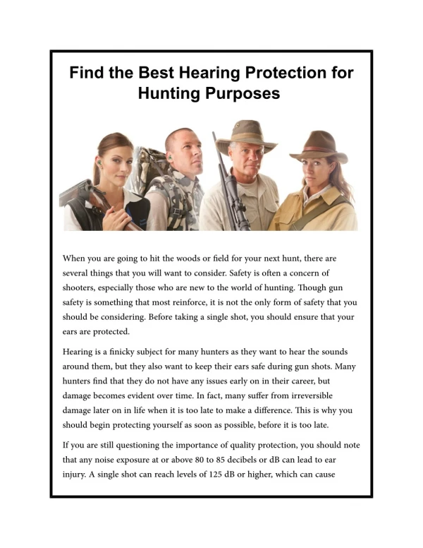 Find the Best Hearing Protection for Hunting Purposes