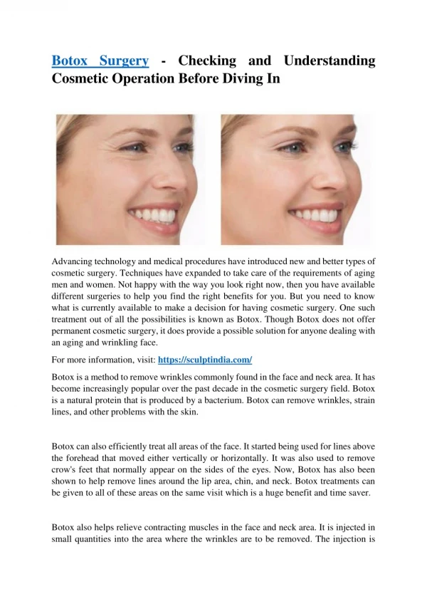 Botox Surgery - Checking And Understanding Cosmetic Operation Before Diving In