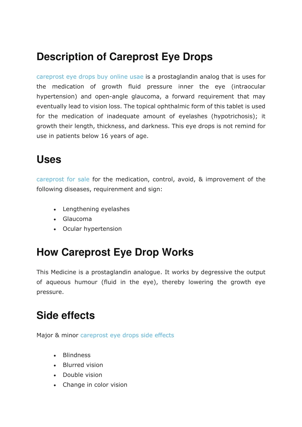 description of careprost eye drops
