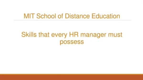 Skills that every HR manager must possess | MIT School of Distance Education