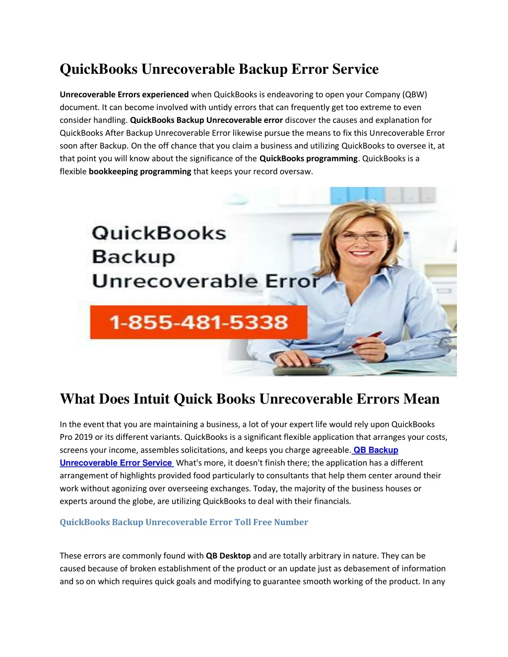 quickbooks unrecoverable backup error service