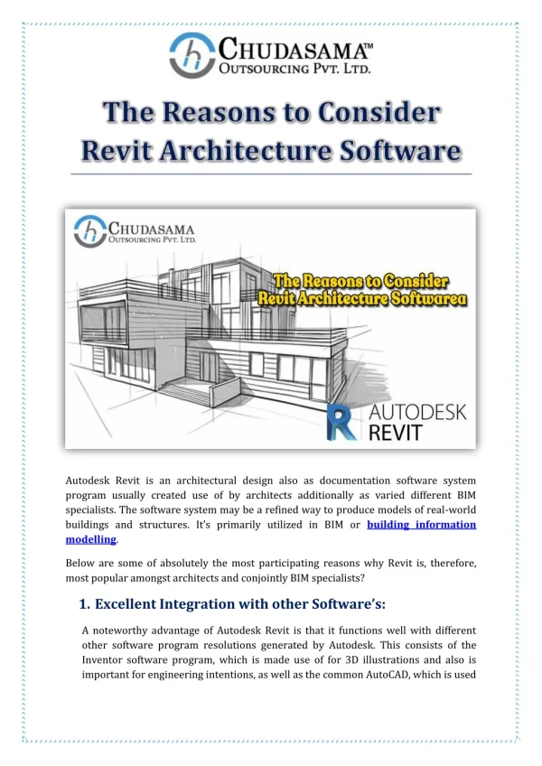 The Reasons To Consider Revit Architecture Software