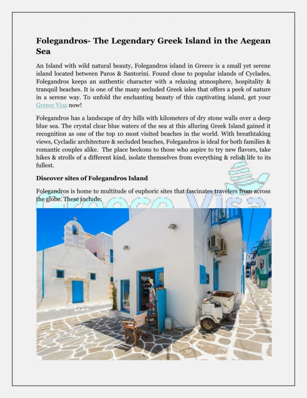 Folegandros- The Legendary Greek Island in the Aegean Sea