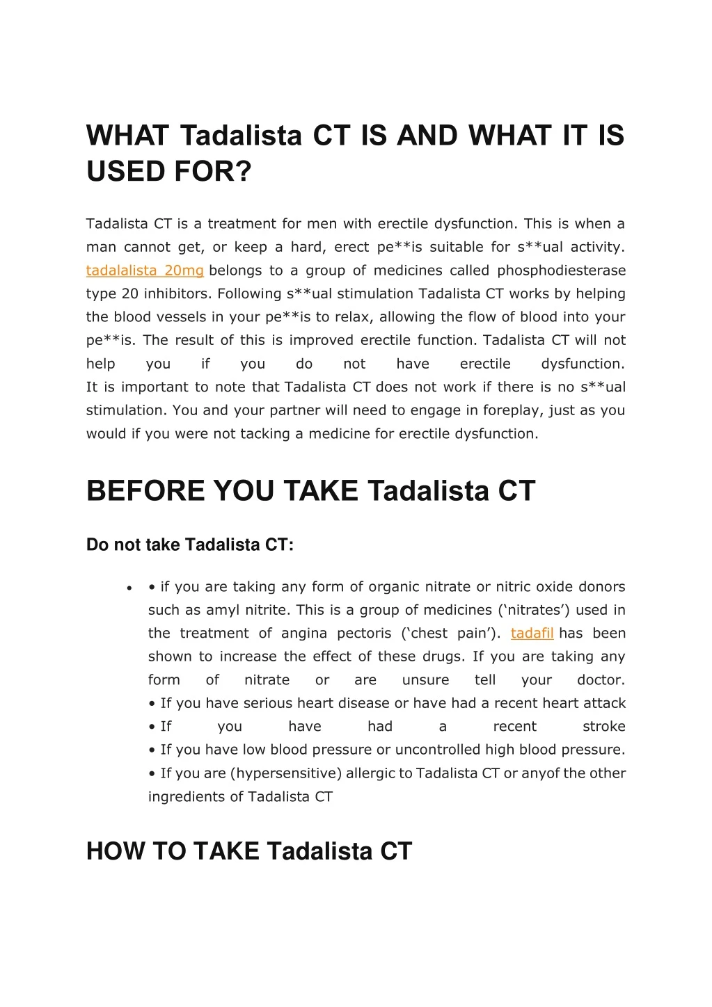 what tadalista ct is and what it is used for