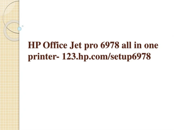 123.hp.com OfficeJet Pro 6978 Printer Setup