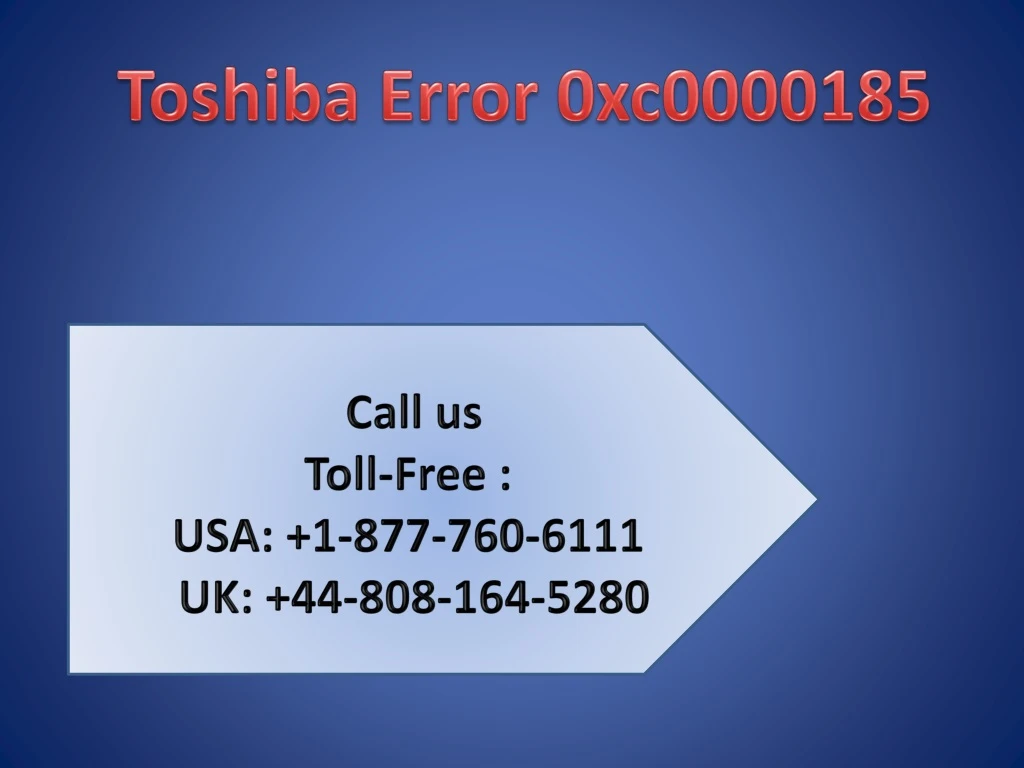 toshiba error 0xc0000185